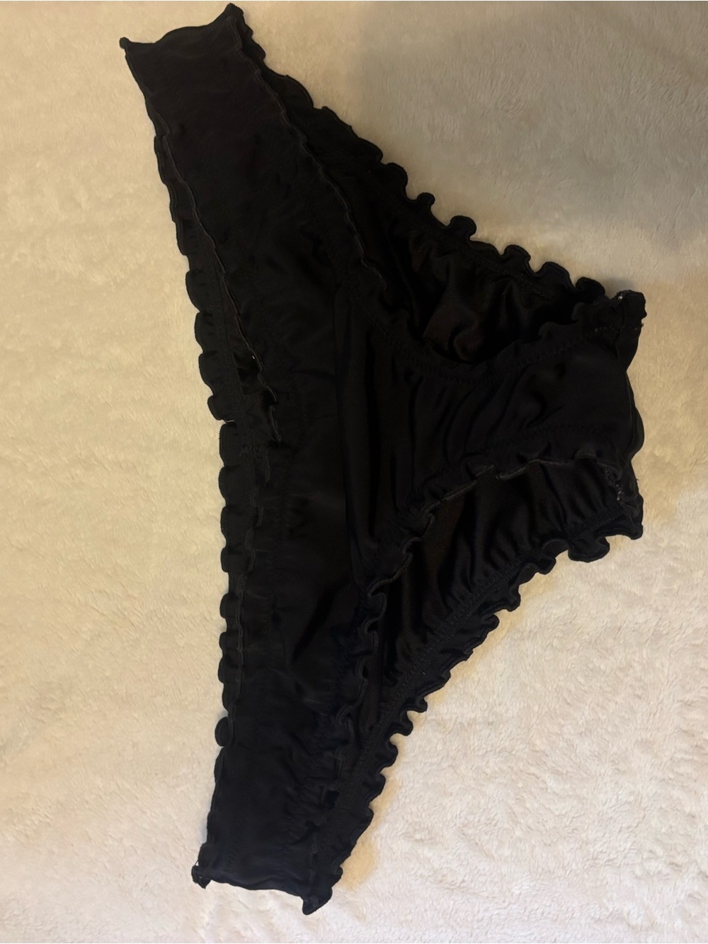 Shade & Shore Black Ruffle Trim Bikini Bottoms